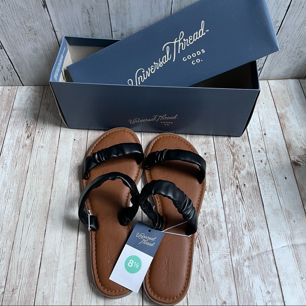 NEW WITHOUT BOX UNIVERSAL THREAD WILLOW SANDALS BLACK SLIP ON SIZE 8.5 WOMENS